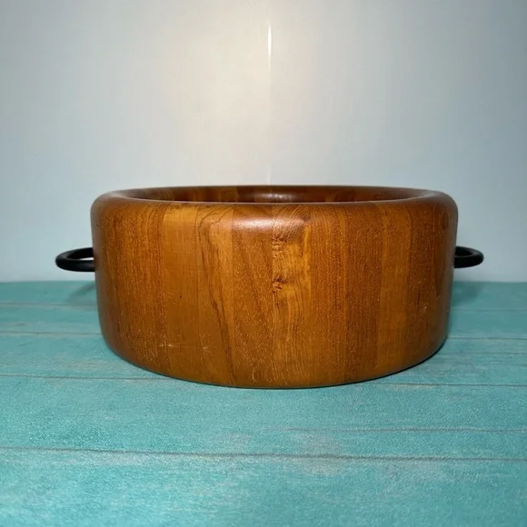 Digsmed Design Denmark Teak Wooden Salad/Serving Bowl with Iron Handles